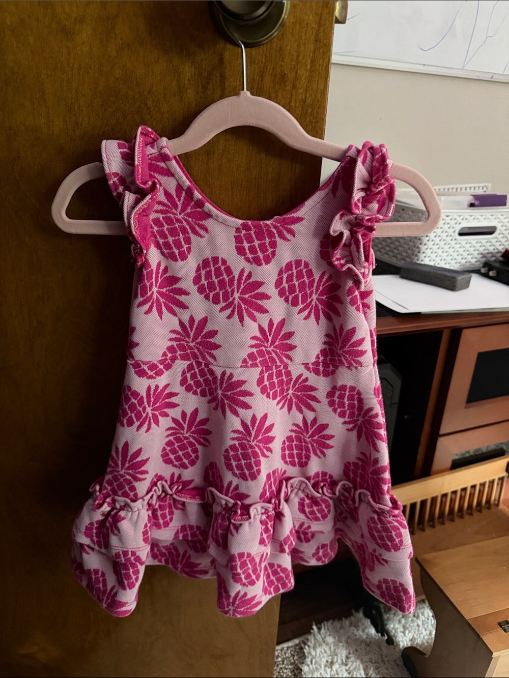 Janie and Jack Pink Pineapple Ruffle Tank Dress